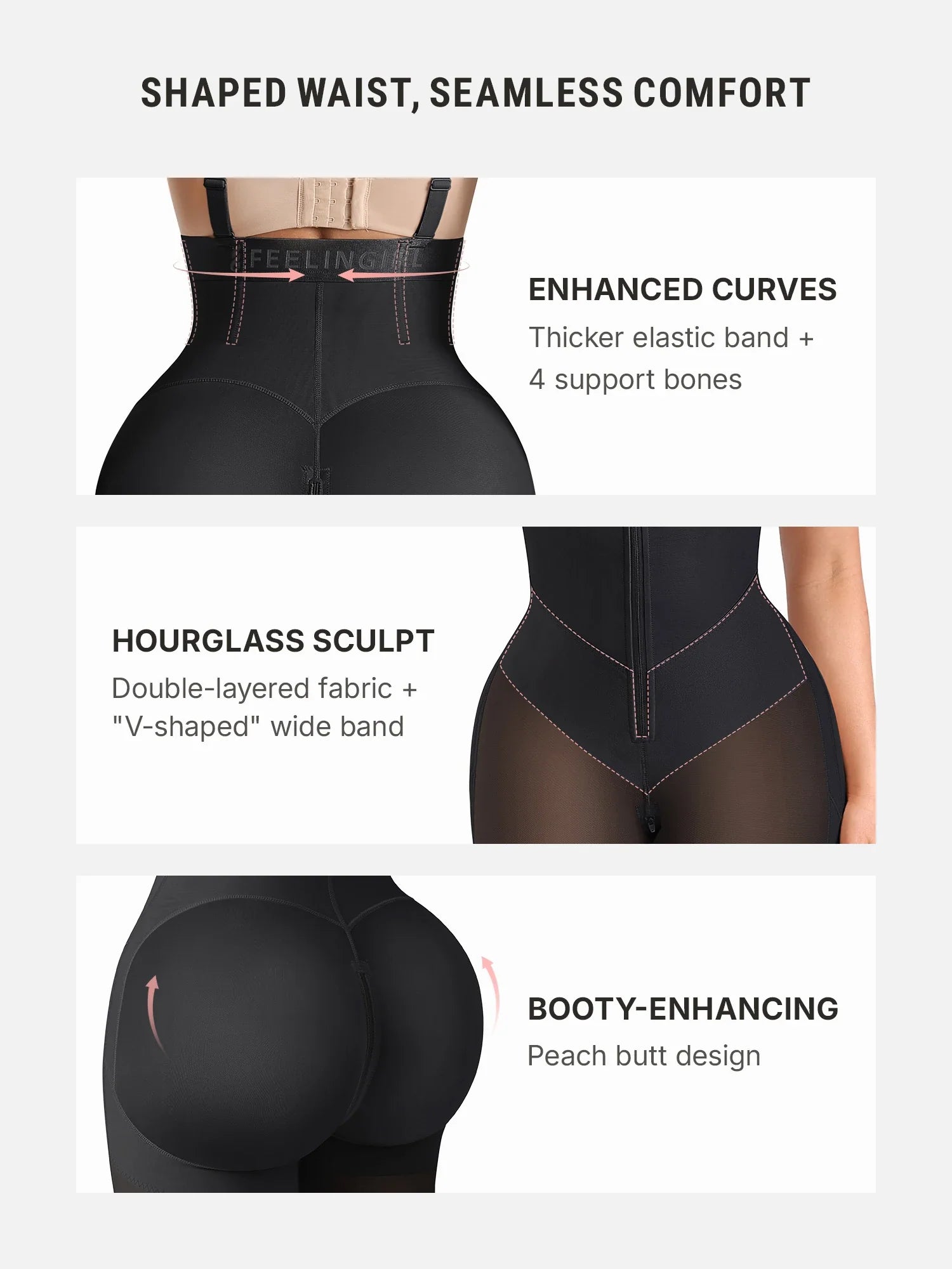 Feelgirl Wide V-neck Belt High-Waist Shaping Shorts