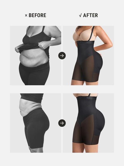 Feelgirl Wide V-neck Belt High-Waist Shaping Shorts
