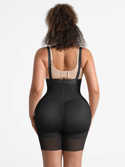 Feelgirl Wide V-neck Belt High-Waist Shaping Shorts in Black