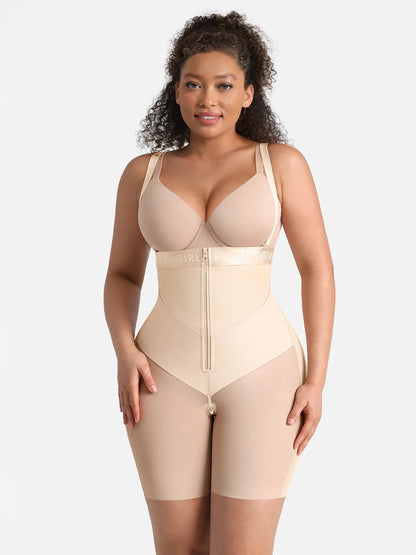 Feelgirl Wide V-neck Belt High-Waist Shaping Shorts in Butter Cream