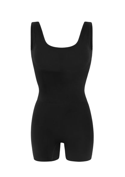 Square Neck Sculpting Tummy Control Bodysuit One Piece Workout Sleeveless Romper