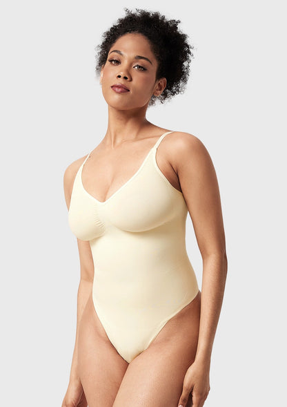 V-Neck Tummy Control WireFree Seamless Bodysuit One Piece Shapewear