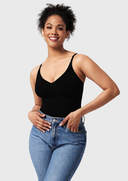 V-Neck Tummy Control WireFree Seamless Bodysuit One Piece Shapewear