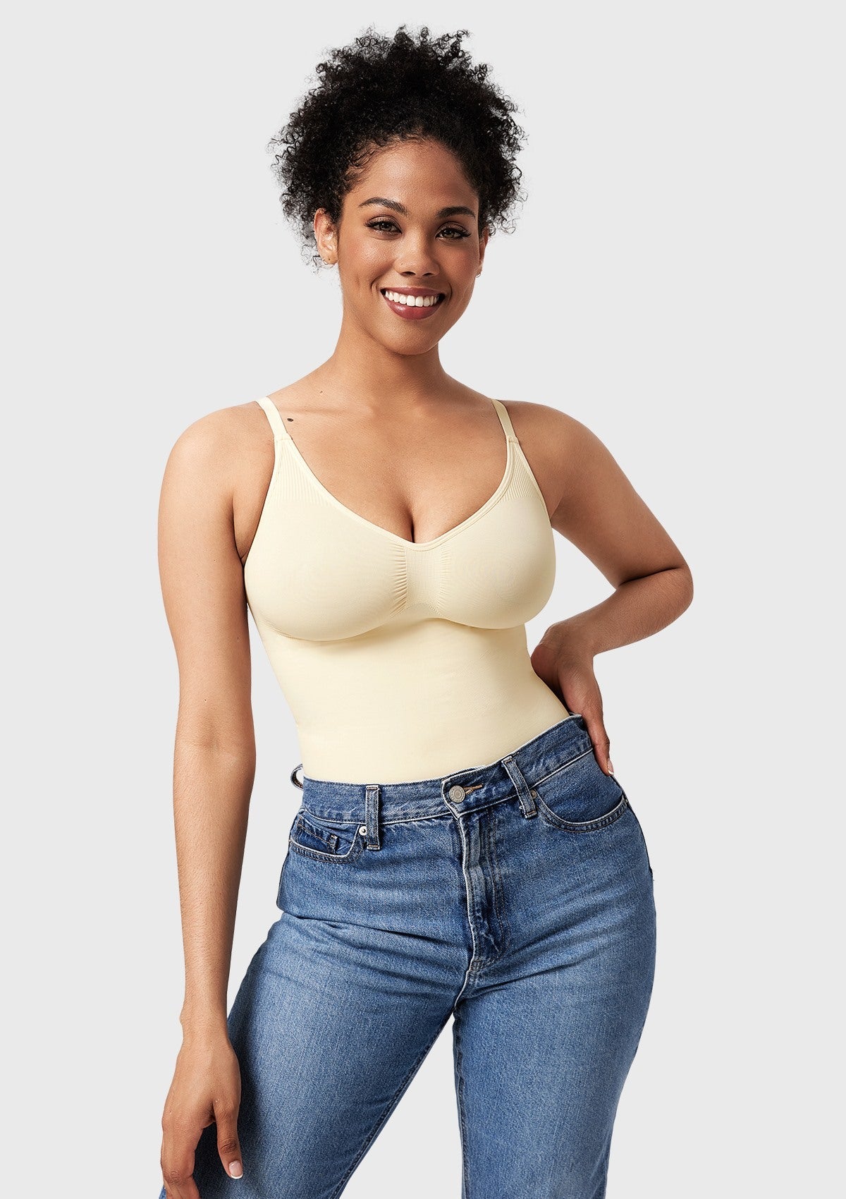 V-Neck Tummy Control WireFree Seamless Bodysuit One Piece Shapewear