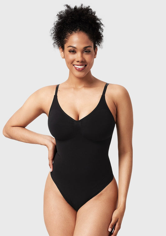 V-Neck Tummy Control WireFree Seamless Bodysuit One Piece Shapewear