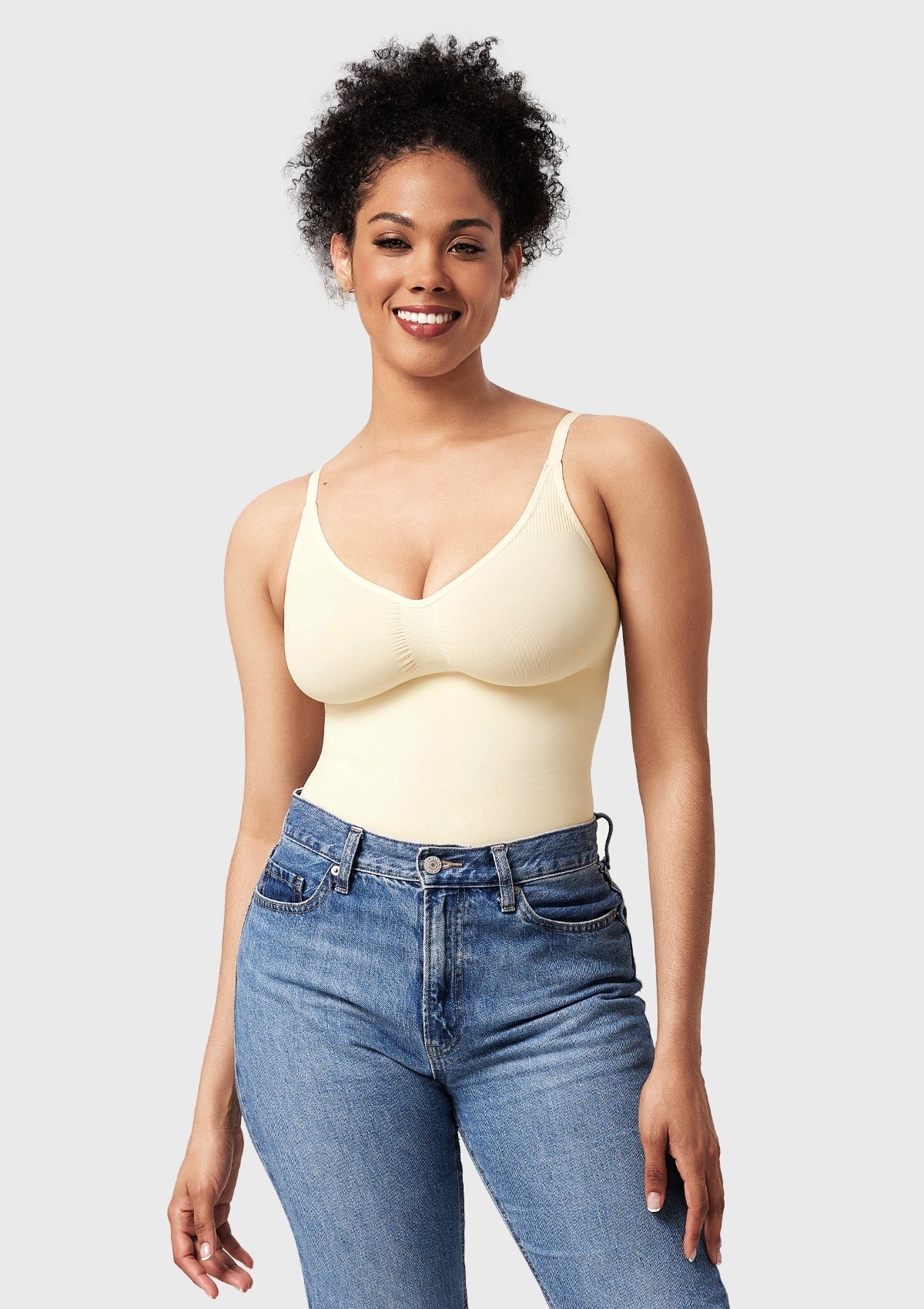 V-Neck Tummy Control WireFree Seamless Bodysuit One Piece Shapewear