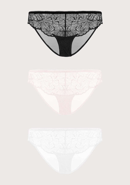 HSIA Blossom Lace Bikini Underwears 3 Pack - HSIA
