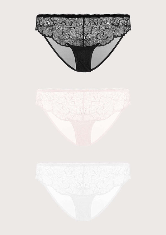 HSIA Blossom Lace Bikini Underwears 3 Pack - HSIA