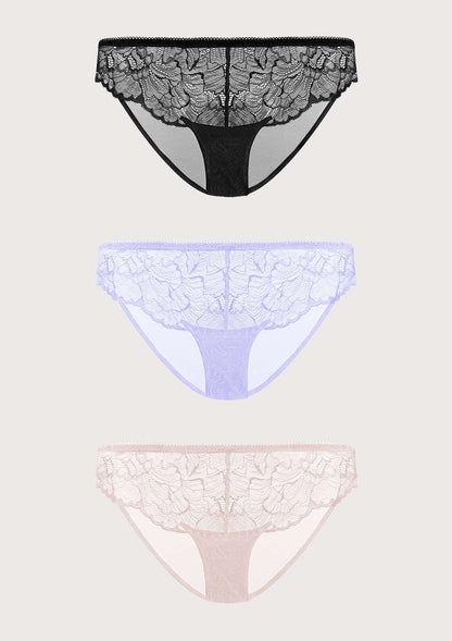 HSIA Blossom Lace Bikini Underwears 3 Pack - HSIA