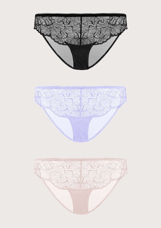 HSIA Blossom Lace Bikini Underwears 3 Pack - HSIA
